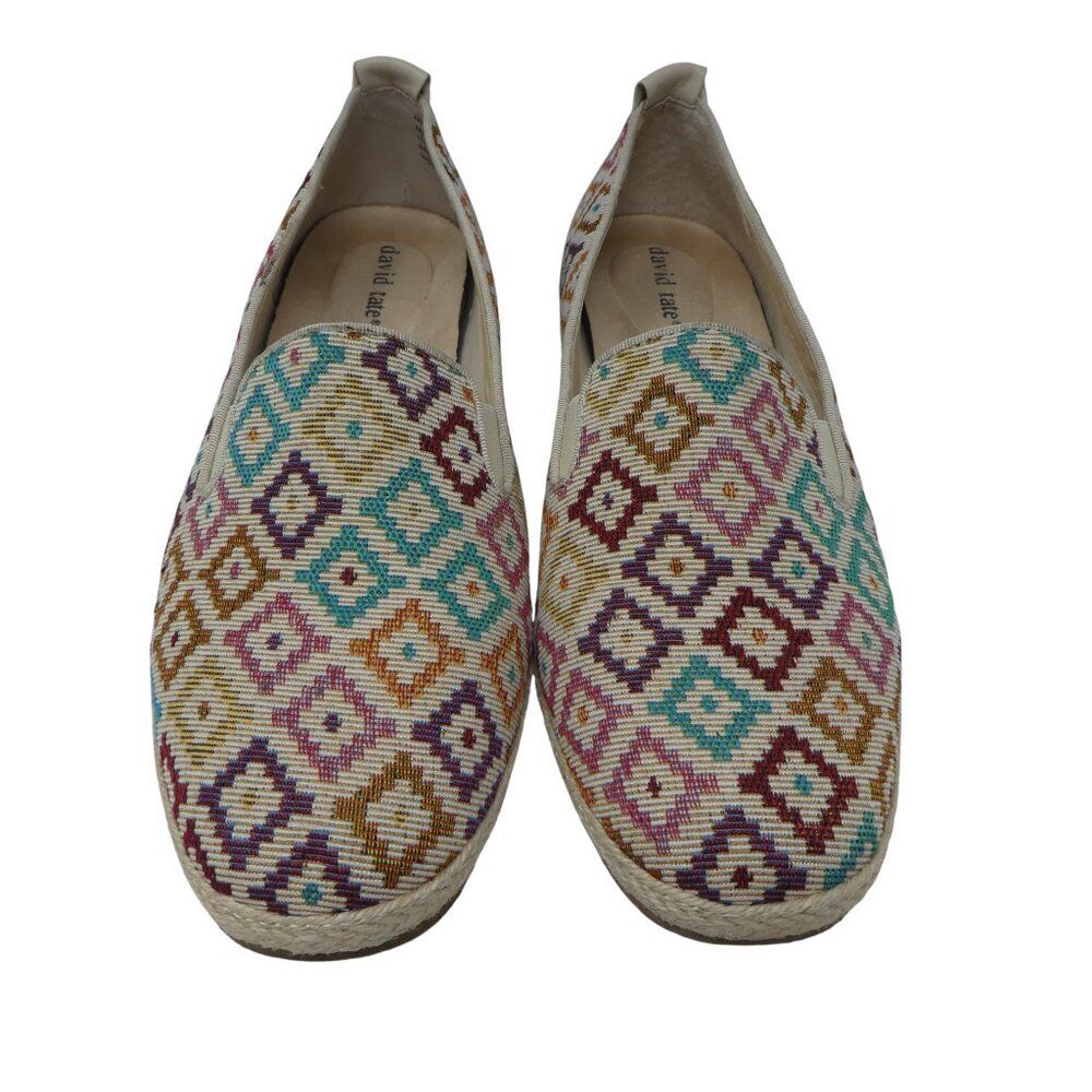 David Tate Sangria Woven Jute Geometric Print Espadrille Loafers Womens 9 - Picture 6 of 13